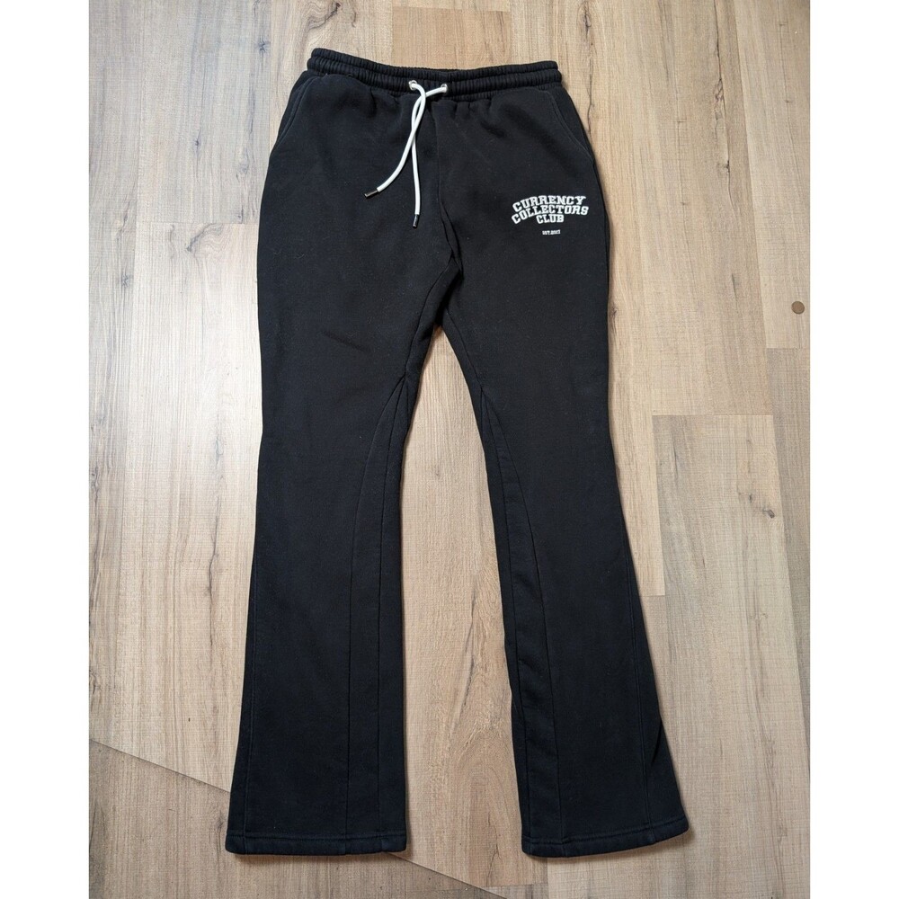 Tulones Size L Sweatpants Flared Black Fleece Currency Collectors Streetwear Y2K